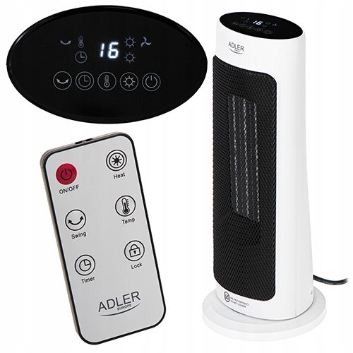 TERMOWENTYLATOR CERAMICZNY LED Z PILOTEM + TIMER 200W AD7738 - DE-AD7738 na Arena.pl