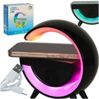 Lampka Led Gamingowa Rgb Głośnik Ładowarka Indukcyjna Czarna