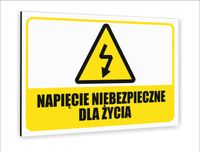 Tabliczka znak informacyjny DIBOND 40x30 NAPIĘCIE NIEBEZPIECZNE DLA ŻYCIA