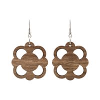 Kolczyki drewniane, orzech włoski, bigle ze stali chirurgicznej