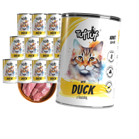 MOKRA KARMA DLA KOTA TufTuf  Puszka mielonka z kaczką ZESTAW 12x400g