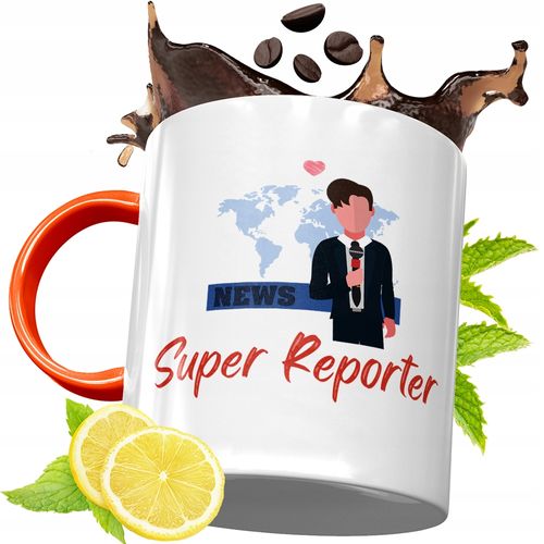 Kubek Pomarańczowy Dla Dziennikarza Prezent Z Nadrukiem Ze Zdjęciem na Arena.pl