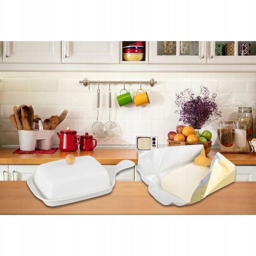 Maselniczka ceramiczna z przykrywką i rączką biała na Arena.pl