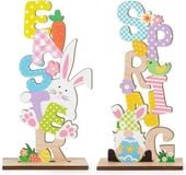 Tabliczki Dekoracyjne na Stół Wielkanocne Drewniane 18 cm Kolorowe 2 Sztuki