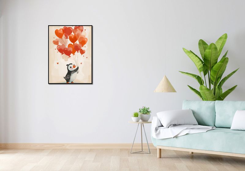 Plakat 60x80cm Pingwinek z Balonami zdjęcie 4