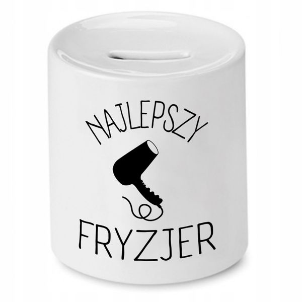 Skarbonka Fryzjera Fryzjerki Najlepszy Fryzjer Z Nadrukiem Ze Zdjęciem zdjęcie 1