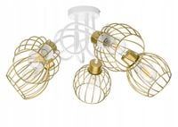 Lampa sufitowa żyrandol wisząca LOFT kręcona drut kula na 5x E27 złota