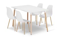 Zestaw stołowy 120x80 cm biały + 4 krzesła białe styl skandynawski