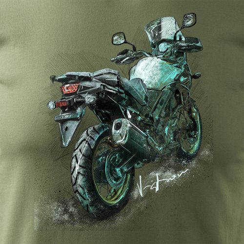 Koszulka z motocyklem na motor Suzuki V-strom Vstrom DL 650 XT męska khaki REGULAR M na Arena.pl