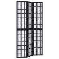 Parawan pokojowy, 3-panelowy, czarny, lite drewno paulowni