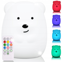LAMPKA NOCNA DLA DZIECI MIŚ RGB MIĘKKI SILIKON STOŁOWA LED BEZPRZEWODOWA