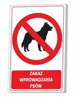TABLICZKA ZAKAZ WPROWADZANIA PSÓW GRUBA 3 MM 32x21 CM UV