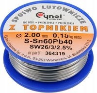 SPOIWO LUTOWNICZE SN60PB40 DRUT 2MM 100G DO LUTOWANIA MIĘKKIEGO ELEKTRONIKA