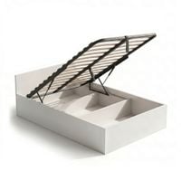 Łóżko z Pojemnikiem 100x200 cm Stelaż Podnoszony Metalowy Białe