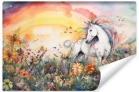 Fototapeta Dziecięca JEDNOROŻEC Kwiaty Bajka Styl Boho Natura 368cm x 254cm