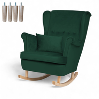 Zielony Fotel Bujany Uszak + Nogi + Poduszka