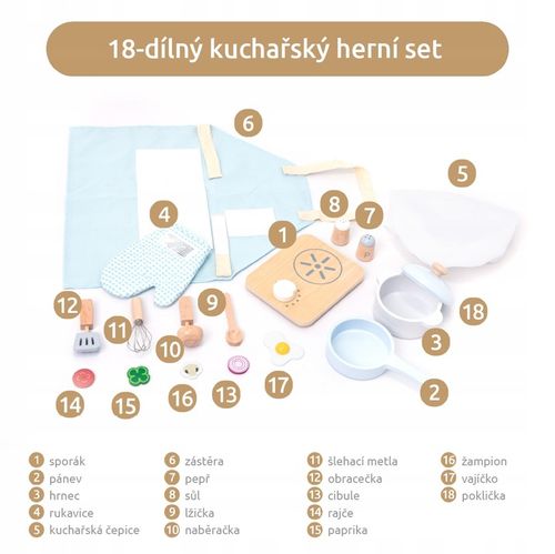 UMU Drewniany zestaw do gotowania dla dzieci 18 elementów na Arena.pl