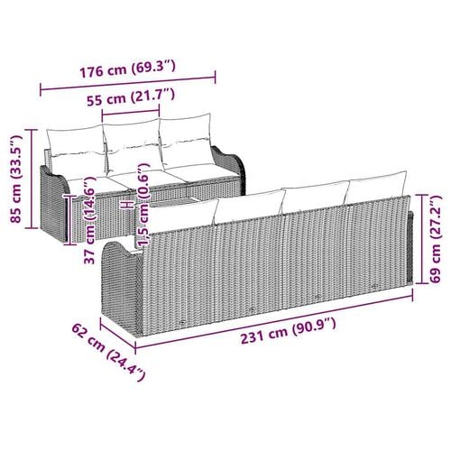 Zestaw Sof na Ogród 8 pcs Szary na Arena.pl