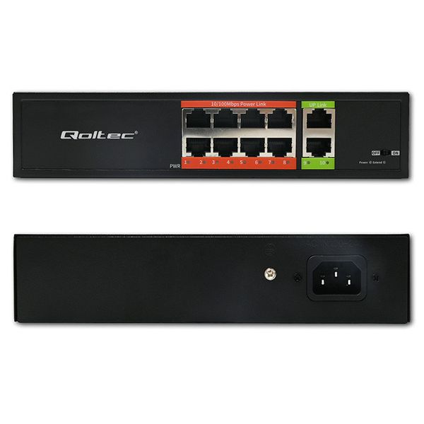 Qoltec Switch PoE 8+2 RJ45 Fast Ethernet 120W zdjęcie 9