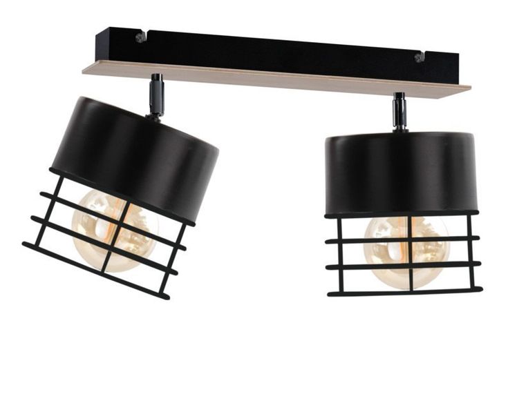 Spot 2xE27 CASA BLACK/WOOD zdjęcie 1