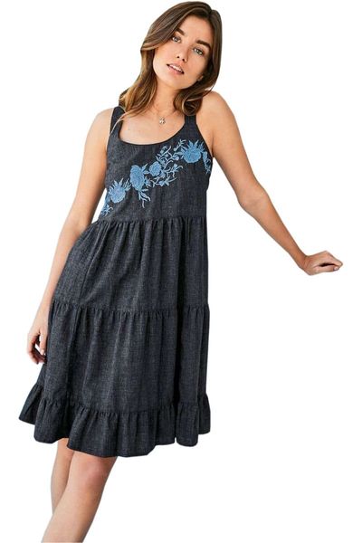 Next Grafitowa Sukienka Z Haftami Regular - 42 / XL zdjęcie 2