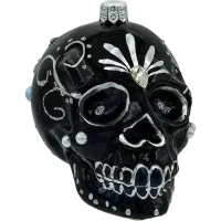 Bombka choinkowa szklana: Czaszka w stylu Meksykańskim: srebrna