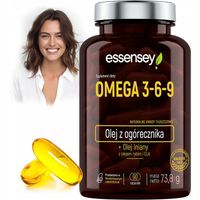 OMEGA 3-6-9 + WITAMINA E 90KAPS NATURALNE KWASY TŁUSZCZOWE OLEJ RYBI LNIANY