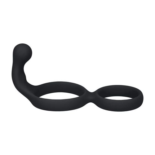 Silicone Double Cockring With Anal Stimulator - Black na Arena.pl