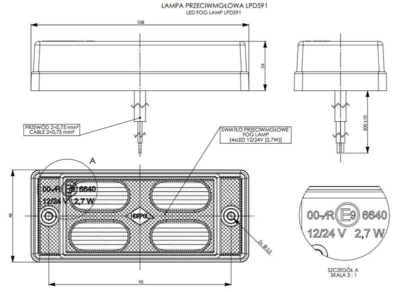 Lampa LED przeciwmgielna HOR62 (LPD591) zdjęcie 2