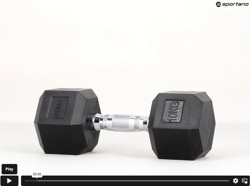 Hantel ogumowany TREXO Hex 10 kg ANTYPOŚLIZGOWOŚĆ HEKSAGONALNE SOLIDNE na Arena.pl