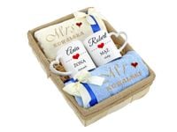 Ręczniki z haftem + kubki Prezent na Ślub dla pary młodej na Rocznicę Ślubu