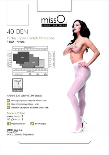 misso p102 rajstopy z wycięciem białe s/m - 40 den, eleganckie na Arena.pl
