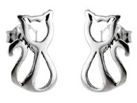 Eleganckie srebrne kolczyki celebrytki kotek kot cat srebro 925 K2106
