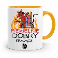 Kubek Żółty Spawacza Piekielnie Dobry Spawacz Z Nadrukiem Ze Zdjęciem
