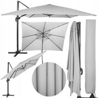 PARASOL OGRODOWY 500 cm SZARY DUŻY SKŁADANY z wysięgnikiem+POKROWIEC GRATIS