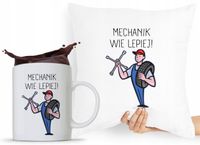Zestaw Poduszka + Kubek Dla Mechanika Prezent Z Nadrukiem Ze Zdjęciem