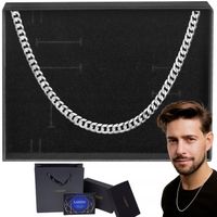 SREBRNY ŁAŃCUSZEK MĘSKI PANCERKA 55cm PEŁNY KUTY RODOWANY 2mm SREBRO 925