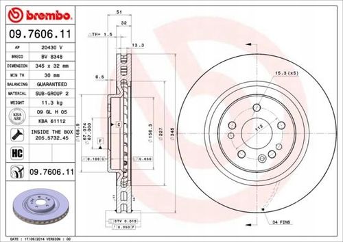 TARCZA HAM PRZOD 345X32 V BREMBO na Arena.pl