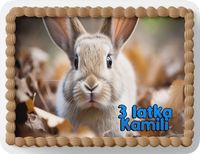 PROSTOKĄTNY OPŁATEK NA TORT A4 20x29CM - KRÓLIK KRÓLICZEK + IMIĘ