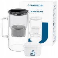 Dzbanek filtrujący szklany Wessper D2 Borosilicate 3l czarny + 2x filtr