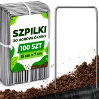 Szpilki kotwy kołki do agrowłókniny agrotkaniny metalowe stal 15cm 100 szt