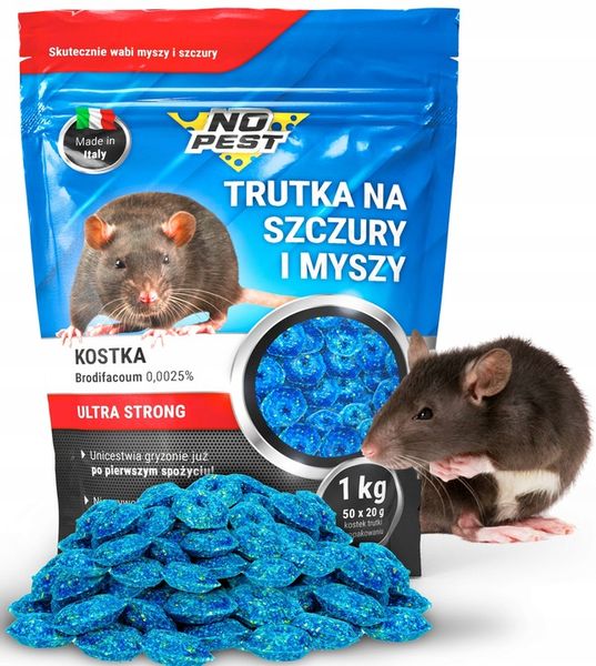 ULTRA MOCNA KOSTKA TRUTKA NA SZCZURY I MYSZY NO PEST BRODIFAKUM 1KG zdjęcie 1