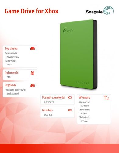 Seagate Xbox Drive 2TB 2,5 STEA2000403 Green na Arena.pl