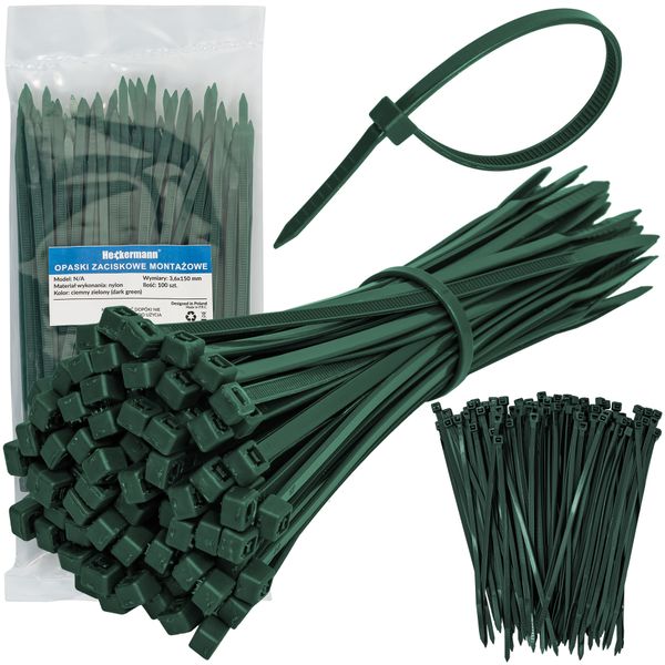 Opaski Zaciskowe Heckermann 100Szt - Zielone zdjęcie 1