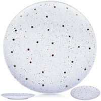 Talerz Obiad Płytki Nakrapiany Biały Czarny Złoty Duży Płaski Płytki 26,5cm