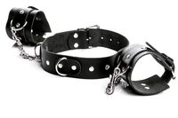 Obroża Szeroka Połączona Łańcuszkami Z Kajdankami Na Ręce Temptation