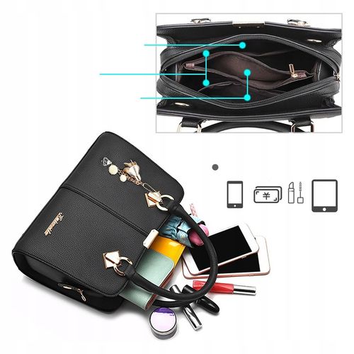 SKÓRZANA POJEMNA TORBA SHOPPER NA RAMIĘ DAMSKA MIELSKA TOREBKA BRELOK na Arena.pl