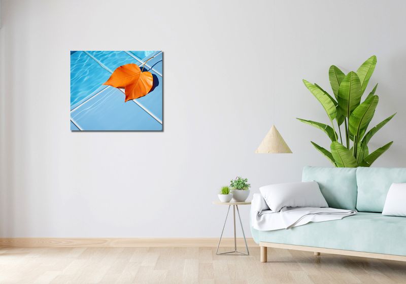 Obraz 70x60cm Liść przy Wodzie zdjęcie 2