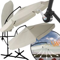 KREMOWY PARASOL OGRODOWY NA WYSIĘGNIKU WODOODPORNY SKŁADANY Z KORBĄ 3,5M UV