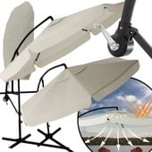 KREMOWY PARASOL OGRODOWY NA WYSIĘGNIKU WODOODPORNY SKŁADANY Z KORBĄ 3,5M UV